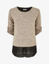 Pull fin superposé et strassé - Beige chiné - 1