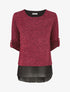 Pull fin superposé et strassé - Lie de vin chiné - 1