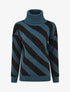 Pull rayé à col roulé - Bleu canard - 1