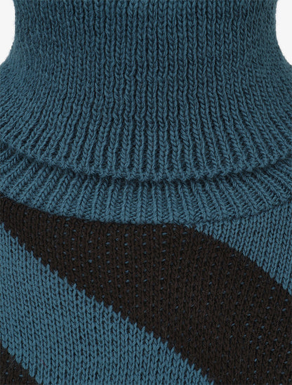 Pull rayé à col roulé - Bleu canard - 3