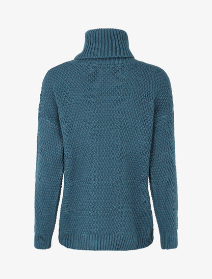 Pull uni en maille à col roulé - Bleu canard - 2