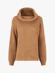 Pull en maille à col roulé loose - Camel - 1