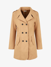 Manteau uni à col cranté stylisé - Camel - 4