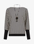 Pull à rayures irisées et col bateau - Marine - 4