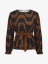 Blouse péplum imprimé art moderne - Marron - 1