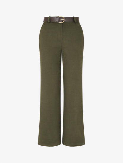Pantalon épais uni coupe droite - Kaki - 5