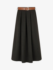 Jupe longue unie à taille élastiquée - Noir - 4