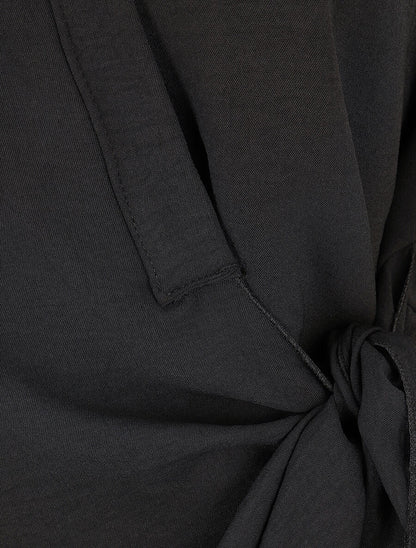 Chemisier asymétrique à nouer - Noir - 3