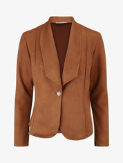 Veste en suédine col tailleur - Camel - 1