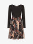 Robe patineuse à jupe imprimé fantaisie lamé - Noir - 4