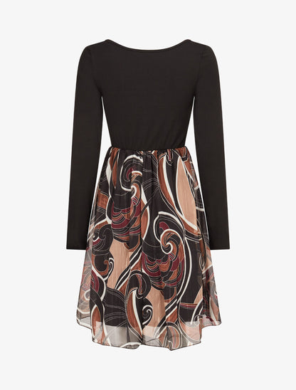 Robe patineuse à jupe imprimé fantaisie lamé - Noir - 2