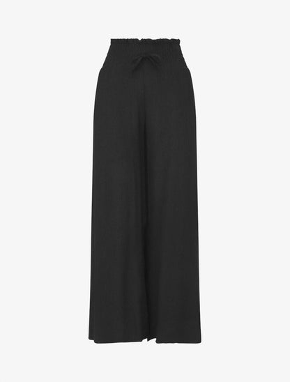 Pantalon fluide et texturé à taille haute - Noir - 4