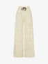 Pantalon élastiqué imprimé plumes irisées - Beige - 1