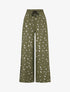 Pantalon élastiqué imprimé plumes irisées - Kaki - 4