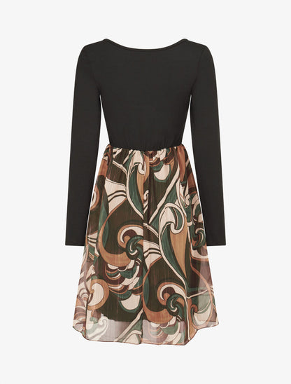 Robe patineuse à jupe imprimé fantaisie lamé - Marron - 2
