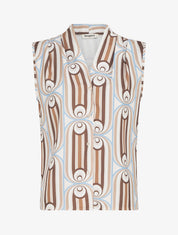 Top imprimé rétro sans manches - Beige - 1