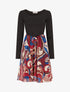 Robe patineuse à jupe imprimé fantaisie lamé - Lie de vin - 1