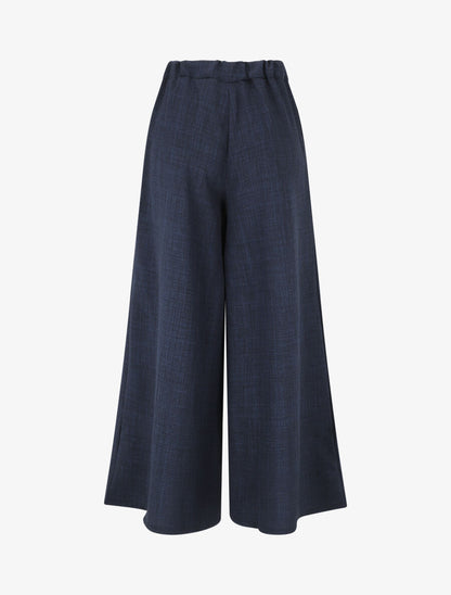 Pantalon uni effet lin - Marine - 2