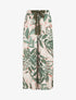 Pantalon ample taille haute imprimé feuilles - Vert olive - 4