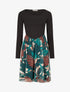 Robe patineuse à jupe imprimé plantes tropicales lamé - Vert sapin - 1