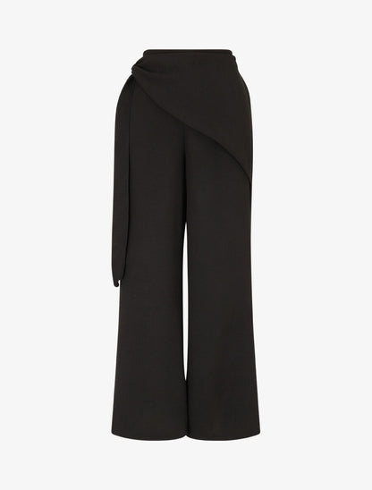 Pantalon droit à pan drapé - Noir - 4