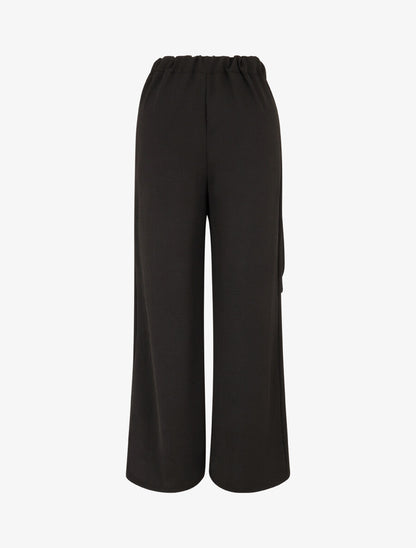 Pantalon droit à pan drapé - Noir - 2