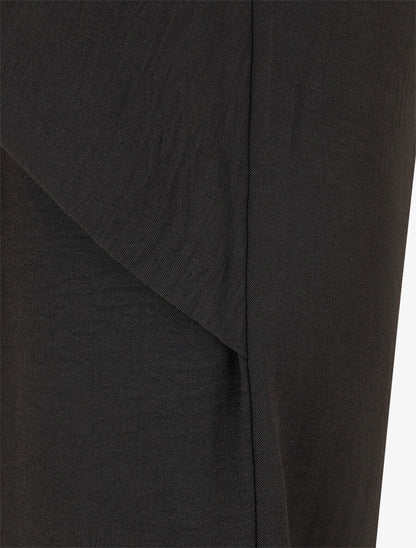 Pantalon droit à pan drapé - Noir - 3