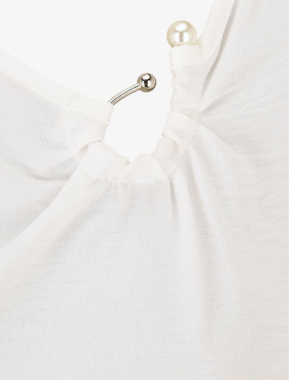 Top sans manches à col asymétrique - Blanc - 3