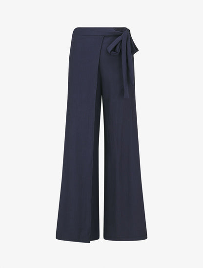 Pantalon texturé à pans - Marine - 1