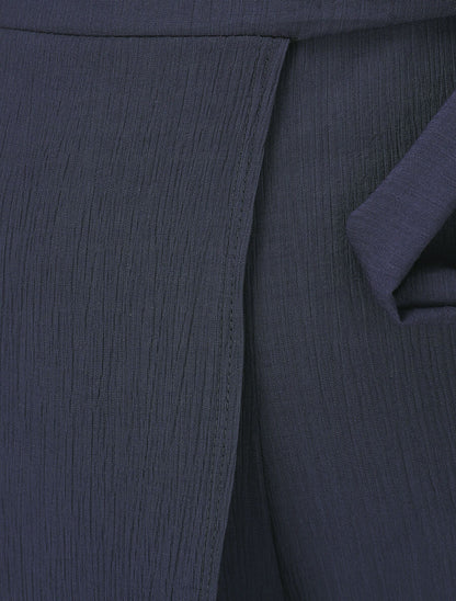 Pantalon texturé à pans - Marine - 3