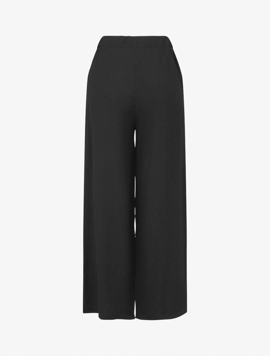 Pantalon fluide élastiqué uni - Noir - 2
