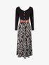 Robe évasée à jupe imprimée - Noir - 4