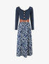 Robe évasée à jupe imprimée - Marine - 1