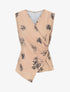 Top élastiqué imprimé cannes à sucre - Beige - 4