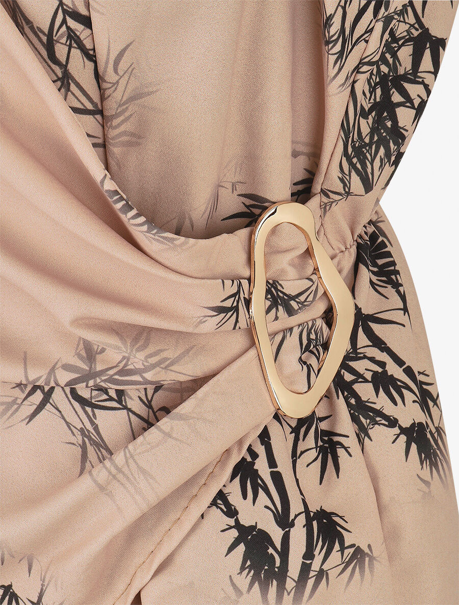 Top élastiqué imprimé cannes à sucre - Beige - 3