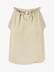 Top boule uni sans manches - Beige - 1