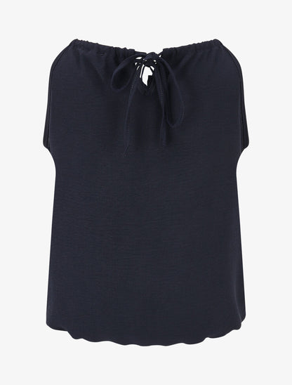 Top boule uni sans manches - Marine - 2