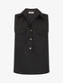Top uni boutonné effet lin - Noir - 1