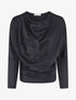Blouse fluide unie effet satiné - Bleu nuit - 1