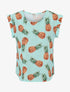 Top à manches volantées imprimé ananas - Turquoise - 1