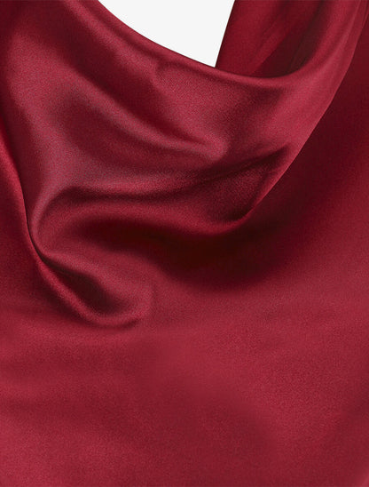 Blouse fluide unie effet satiné - Bordeaux - 3