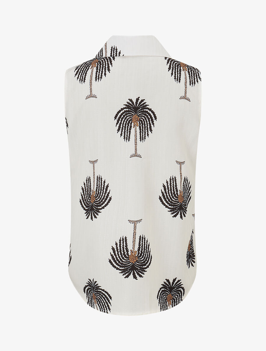 Chemise sans manches imprimé palmier - Noir - 2