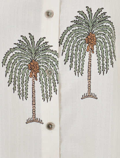 Chemise sans manches imprimé palmier - Kaki - 3