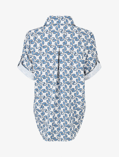 Chemise à manches retroussables imprimé fantaisie - Turquoise - 2