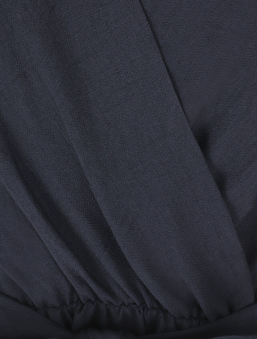 Robe longue unie à manches courtes - Marine - 3