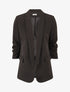 Blazer uni à manches froncées - Noir - 1
