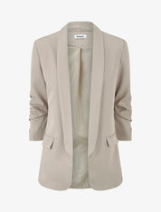 Blazer a tinta unita con maniche arricciate - Beige