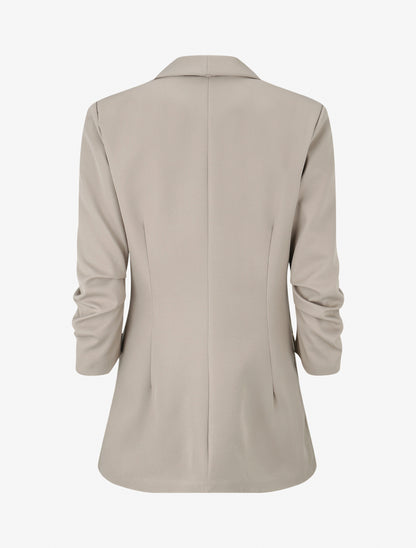 Blazer a tinta unita con maniche arricciate - Beige