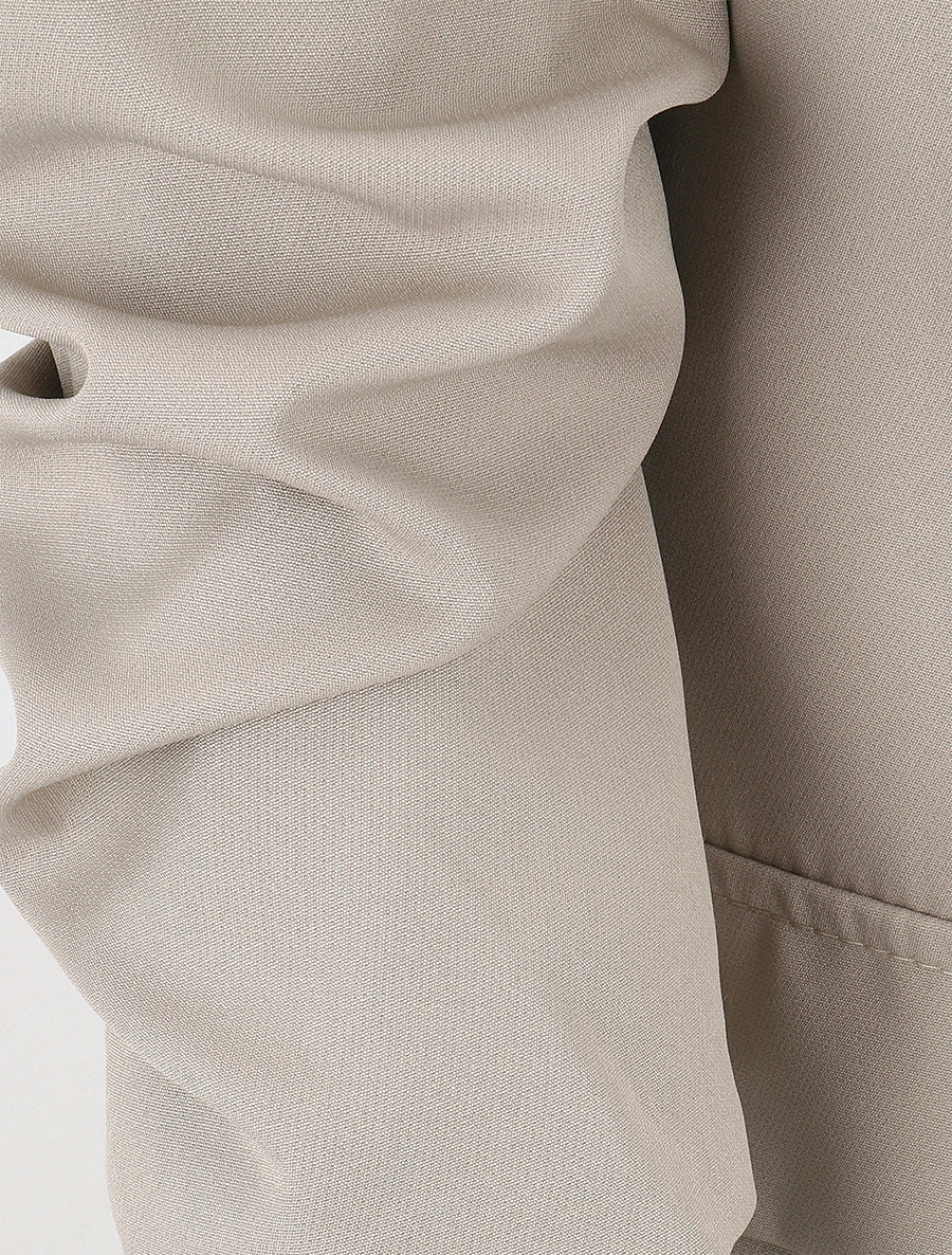 Blazer a tinta unita con maniche arricciate - Beige