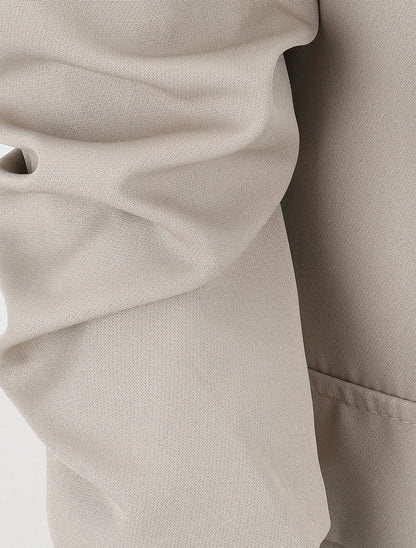Blazer a tinta unita con maniche arricciate - Beige